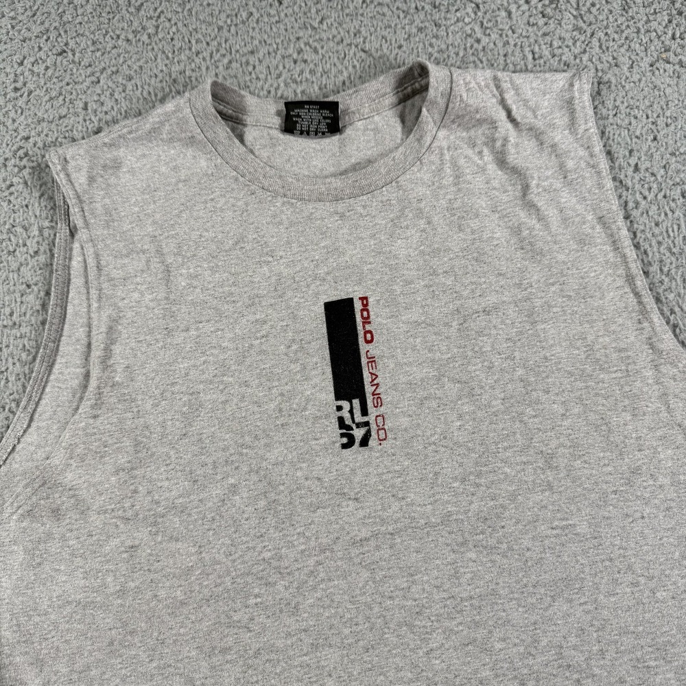 Polo Jeans Co Ralph Lauren Shirt Mens XL Gray Sleeveless‎ Muscle Tank Top RL 67